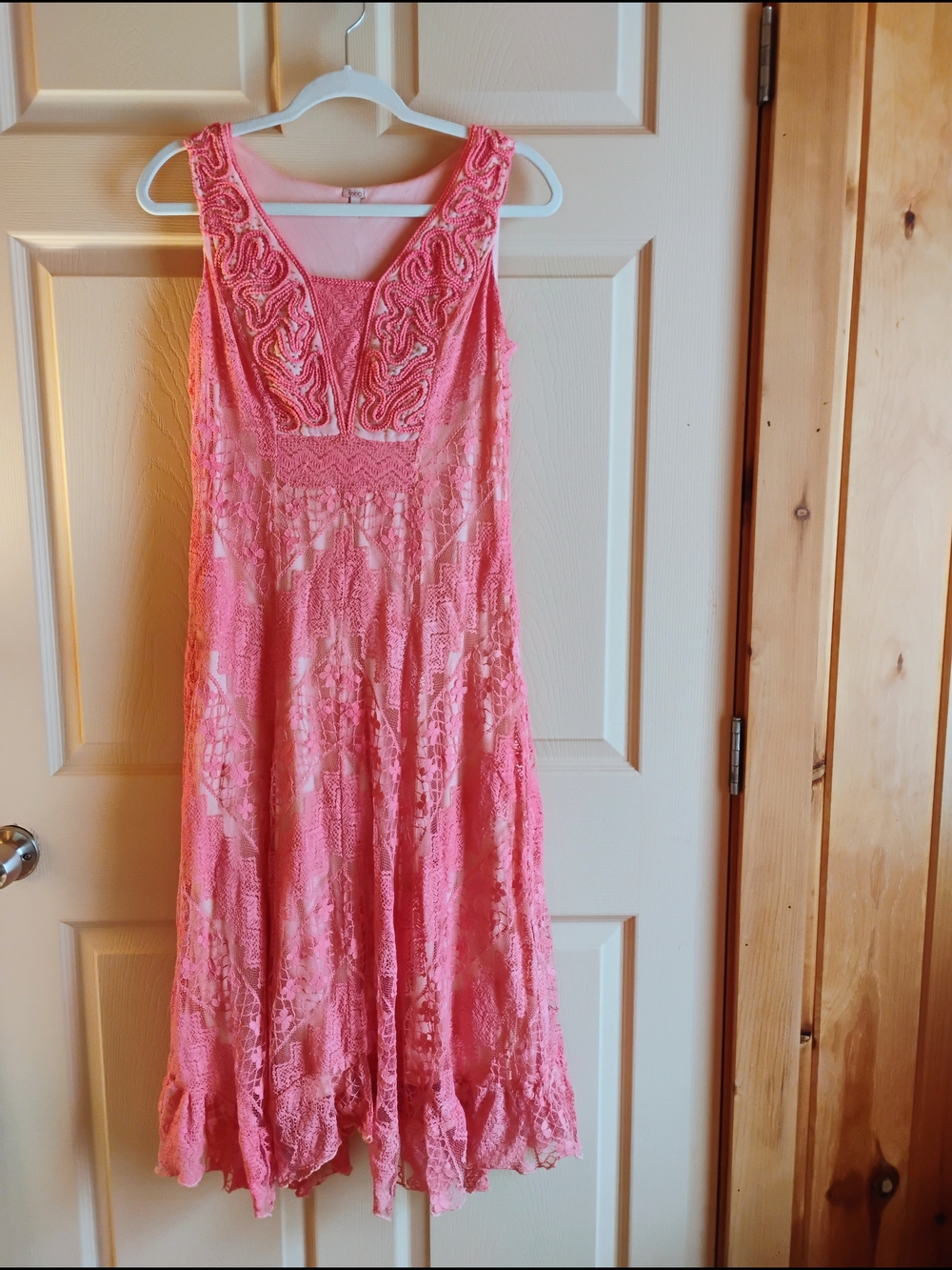Romantic Pink Lace Sleeveless Dress - Elegant Women’s Dress